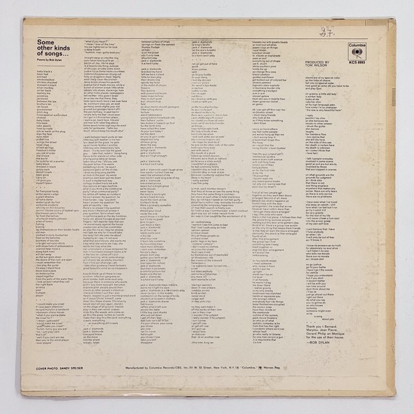 Back cover of Another Side Of Bob Dylan by Bob Dylan