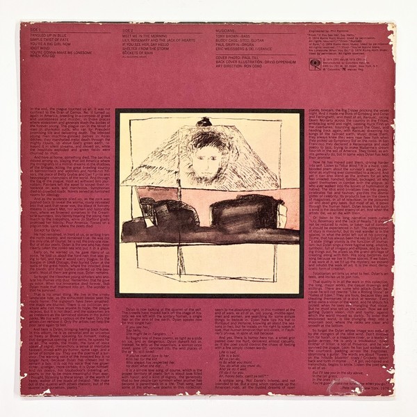 Back cover of Blood On The Tracks by Bob Dylan