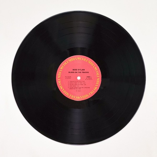 Front of the record Blood On The Tracks by Bob Dylan