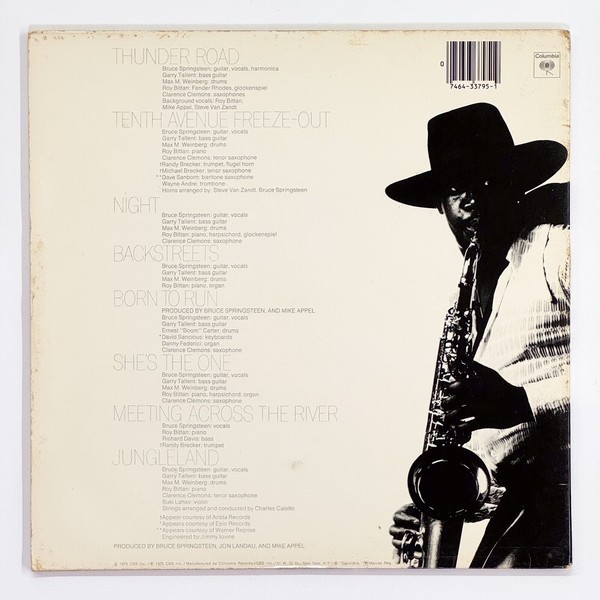 Back cover of Born To Run by Bruce Springsteen