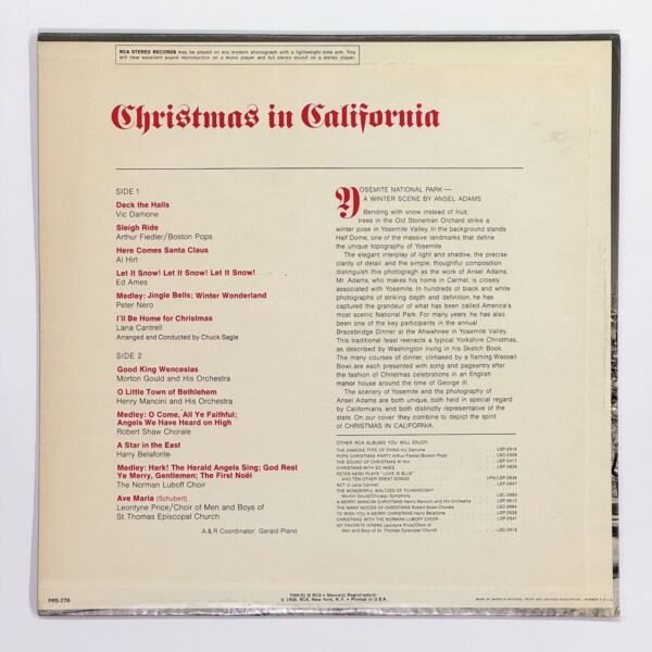 Back cover of Christmas In California by Various