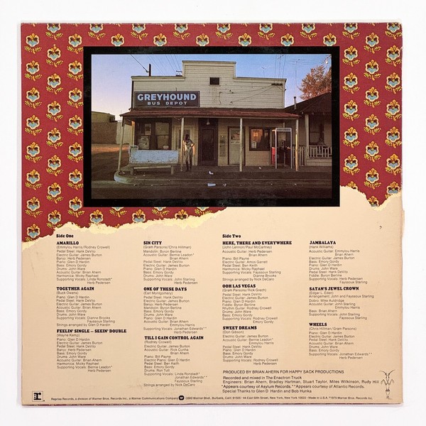 Back cover of Elite Hotel by Emmylou Harris