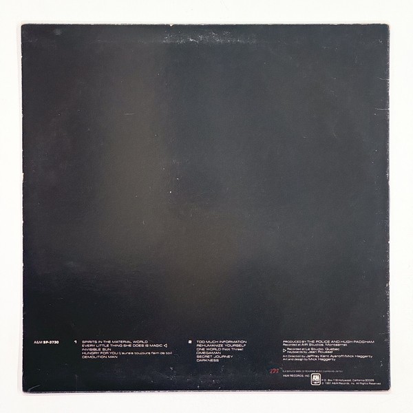 Back cover of Ghost In The Machine by The Police