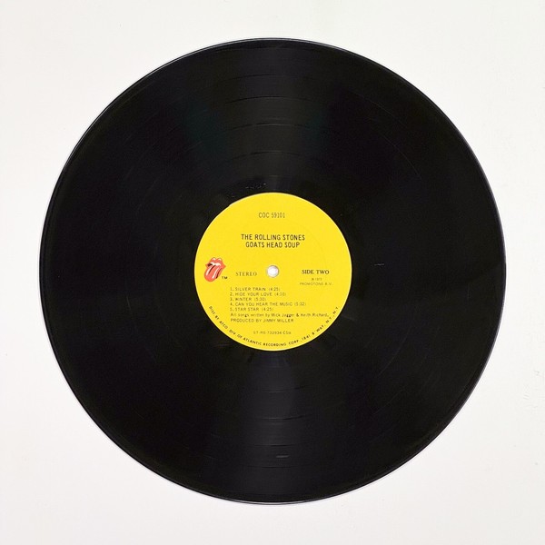 Back of the record Goats Head Soup by The Rolling Stones