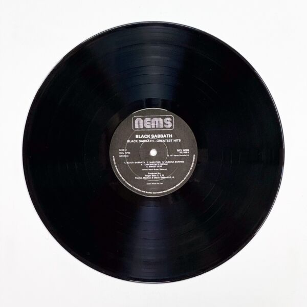 Back of the record Greatest Hits by Black Sabbath