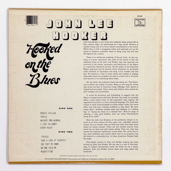 Back cover of Hooked On The Blues by John Lee Hooker