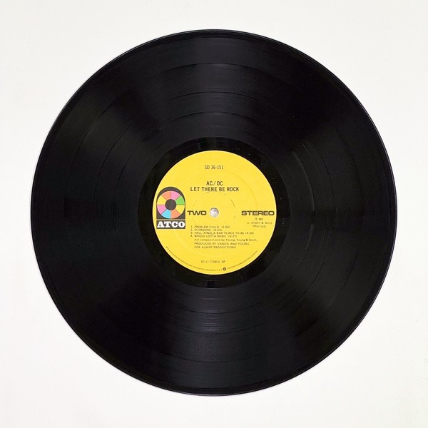Back of the record Let There Be Rock by AC/DC