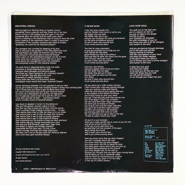 Additional image for album Love Over Gold by Dire Straits