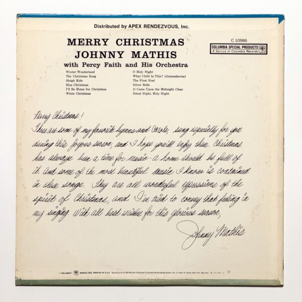 Back cover of Merry Christmas by Johnny Mathis