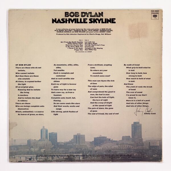 Back cover of Nashville Skyline by Bob Dylan