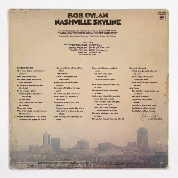 Back cover of Nashville Skyline by Bob Dylan