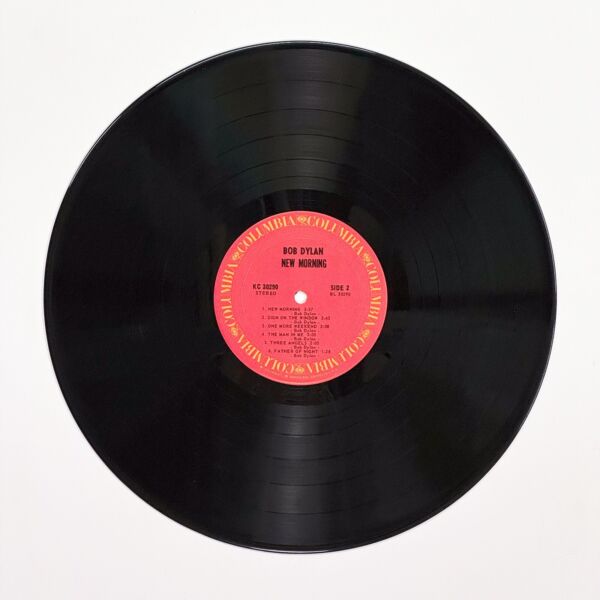 Back of the record New Morning by Bob Dylan