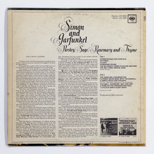Back cover of Parsley, Sage, Rosemary And Thyme by Simon & Garfunkel