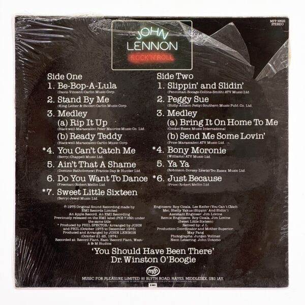 Back cover of Rock 'N' Roll by John Lennon