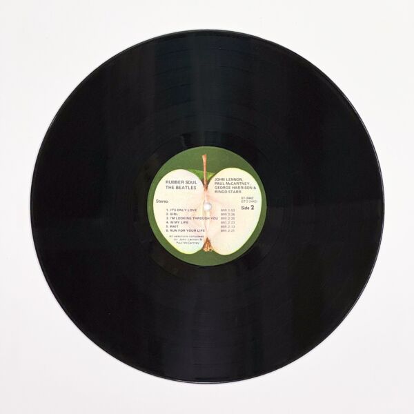 Back of the record Rubber Soul by The Beatles