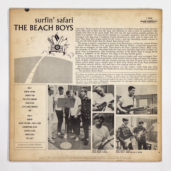 Back cover of Surfin' Safari by The Beach Boys