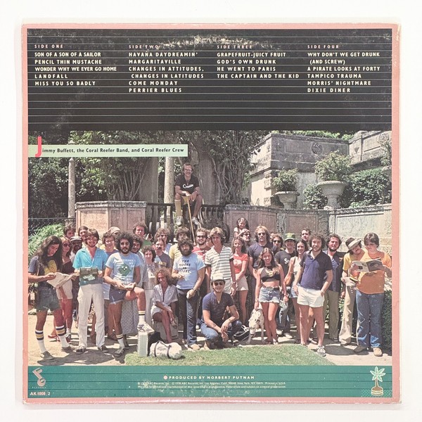 Back cover of "You Had To Be There" - Recorded Live by Jimmy Buffett