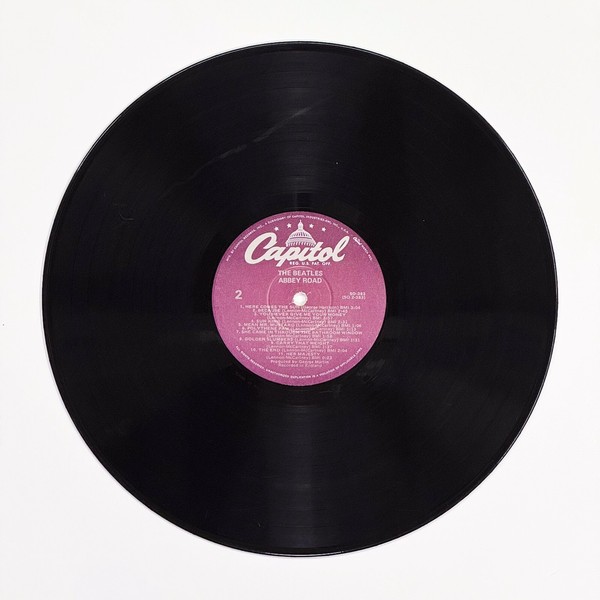 Back of the record Abbey Road by The Beatles