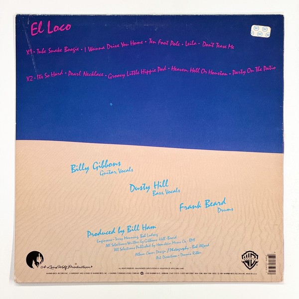 Back cover of El Loco by ZZ Top