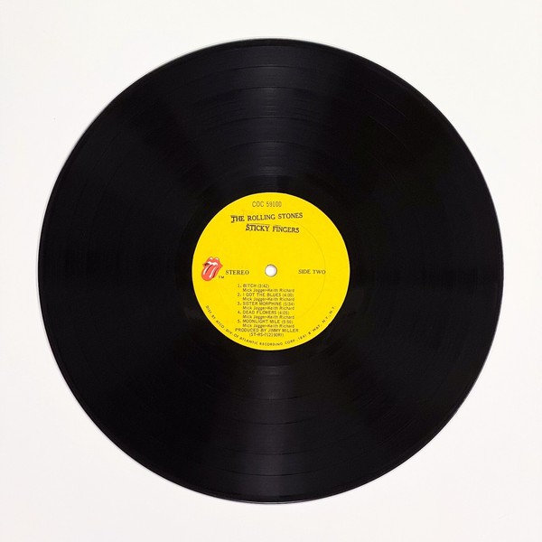 Back of the record Sticky Fingers by The Rolling Stones