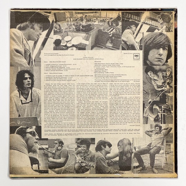 Back cover of Super Session by Al Kooper, Mike Bloomfield, Steve Stills