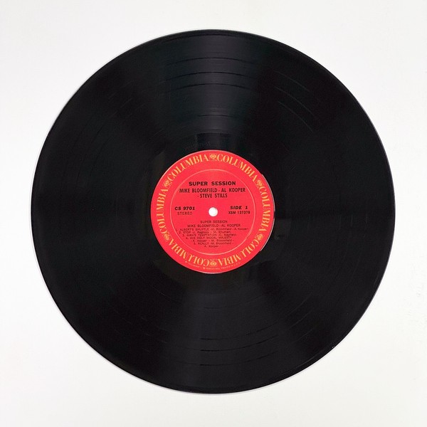 Front of the record Super Session by Al Kooper, Mike Bloomfield, Steve Stills