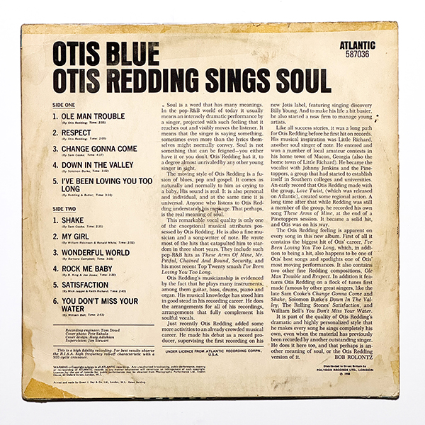 Back cover of Otis Blue by Otis Redding