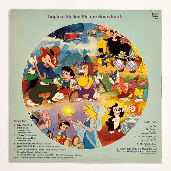 Back cover of Pinocchio - Original Motion Picture Soundtrack by Various