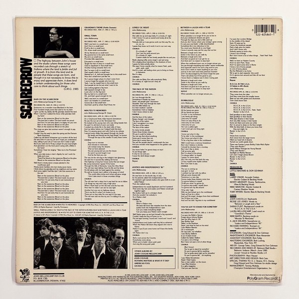 Back cover of Scarecrow by John Cougar Mellencamp