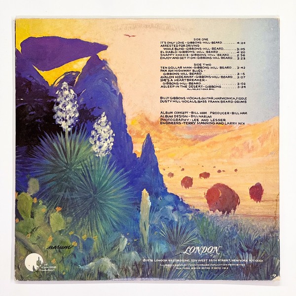 Back cover of Tejas by ZZ Top