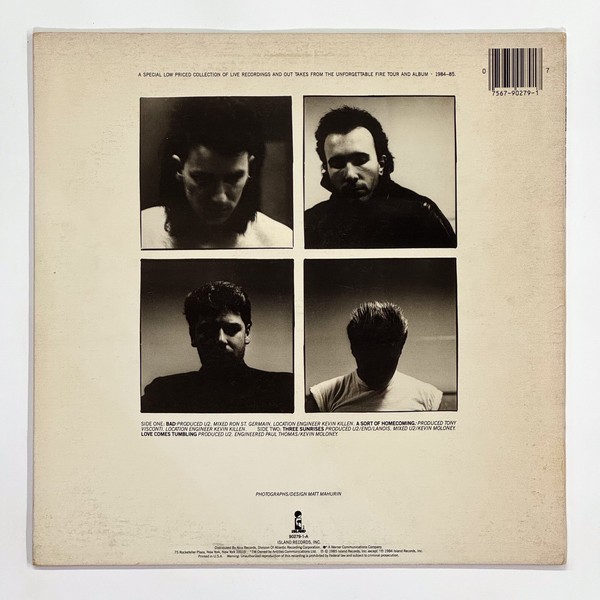 Back cover of Wide Awake In America by U2